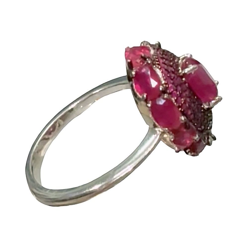 RARE Stunning 14k White Gold over Silver Antique Ruby Ring! - Picture 4 of 8